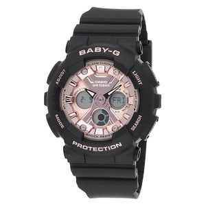  ساعة كاسيو للنساء BA-130-1A4DR - عرض بعقارب, سوار من الراتنج - اسود 