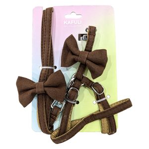 Cat Collar with Bow Tie - Brown