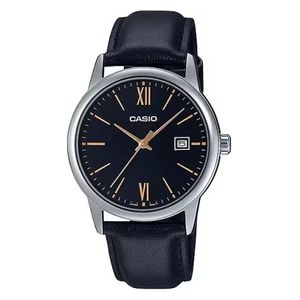  Casio Watch MTP-V002L-1B3UDF For Men - Analog Display, Leather Band - Black 