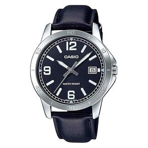 Casio Watch MTP-V004L-1BUDF For Men - Analog Display, Leather Band - Black