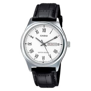 Casio Watch MTP-V006L-7BUDF For Men - Analog Display, Leather Band - Black