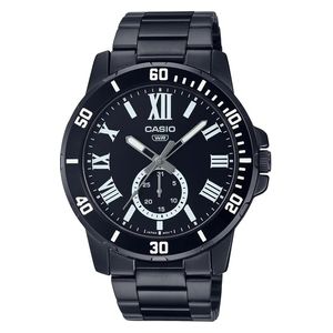 ساعة كاسيو للرجال MTP-VD200B-1BUDF - عرض بعقارب, سوار من الستانلس ستيل - اسود 