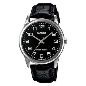  Casio MTP-V001L-1BUDF Watch For Men – Analog Display, Black Dial, Classic Design, Leather Strap – Black 