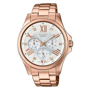 Casio Watch SHE-3806PG-7AUDR For Women - Analog Display, Stainless Steel Band - Rose Gold