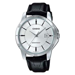  ساعة كاسيو للرجال MTP-V004L-7AUDF - عرض بعقارب, سوار من الجلد - اسود 