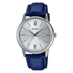 Casio Watch MTP-V002L-2B3UDF For Men - Analog Display, Leather Band - Blue