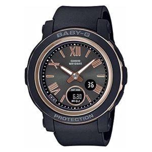  ساعة كاسيو للنساء BGA-290-1ADR - عرض بعقارب, سوار من الراتنج - اسود 