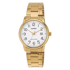  Casio Watch MTP-V002G-7B2UDF For Men - Analog Display, Stainless Steel Band - Gold 