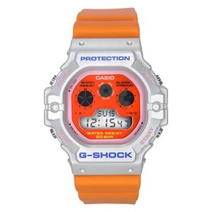  ساعة كاسيو للرجال DW-5900EU-8A4DR - عرض رقمي, سوار من الراتنج - برتقالي 