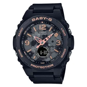  ساعة كاسيو للرجال BGA-260FL-1ADR - عرض بعقارب, سوار من الراتنج - اسود 