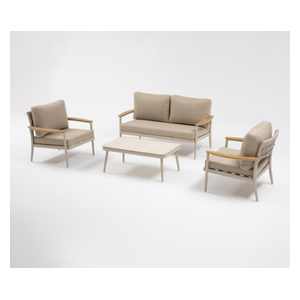  SADAF Garden Set 2+1+1 + Shell Patio Table - Beige 
