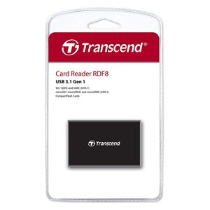 قارئ بطاقات متعدد الوظائف ترانسيند - يو اس بي 3.1 الجيل الأول - أسود