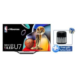 شاشة هايسنس 65-انج فئة U7N - سمارت - 4K - Mini LED - إصدار 2024 - 120 هيرتز + قلاية هايسنس كهربائية - H06AFBS2S3 - 6.7 لتر - أسود