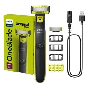 ماكنة حلاقة فيليبس - QP2824/10 - OneBlade - للوجه والجسم بشفرة مزدوجة الجوانب للاستخدام الرطب والجاف - أخضر