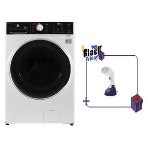 Alhafidh 21FL90 - 21Kg - 1300RPM - Front Loading Washing Machine - White + Oro Portable Steam Iron - ORHST101 - 1630W - 208Ml - Purple