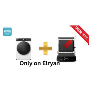  غسالة ومجففة هايسنس فتحة امامية - كغم 12/8 كغم - 1400 دورة بالدقيقة - WD5S1245BW - ابيض - لصدار سنة 2026 + مشواة باربكيو هايسنس - 2000 واط - HCG2000D - أسود 