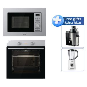 Gorenje BM201AG1X - 20L - Built-in Microwave - Stainless Steel + Gorenje BO6712E02XK - Built-In Electric Oven - Stainless Steel + Gorenje JC400E - Juicer + Gorenje B500XG blender - White