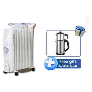 مدفأة زيتية كلاكسي - 2900 واط - GHO-9-F -  أبيض + ماكنة صنع الشاي كلاكسي 1500 واط - GMK-77 - سلفر