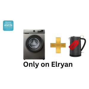 Hisense WFQP8012T/S - 8Kg - 1200RPM - Front Loading Washing Machine - Silver + Hisense H17KSSS2 Kettle - 1.7 L - Removable filter - Silver