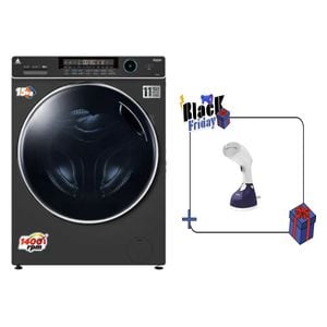 Alhafidh 15FL61 - 15Kg - 1400RPM - Front Loading Washing Machine - Silver + Oro Portable Steam Iron - ORHST101 - 1630W - 208Ml - Purple