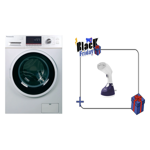Panasonic NA-127MB2LAS - 7Kg - 1200RPM - Front Loading Washing Machine - White + Oro Portable Steam Iron - ORHST101 - 1630W - 208Ml - Purple