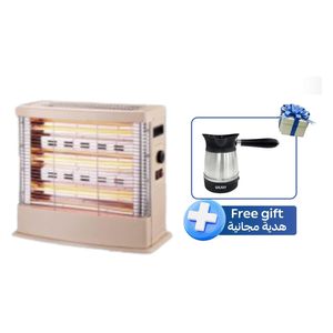  Galaxy GAH-112BEIGE - Electric Heater - 5 Heating Rods - 2400W - Beige + Galaxy GAC-76 - Coffee Maker 600 W- Silver 