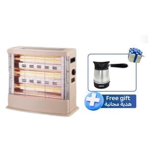  Galaxy GAH-112BEIGE - Electric Heater - 5 Heating Rods - 2400W - Beige + Galaxy GAC-76 - Coffee Maker 600 W- Silver 