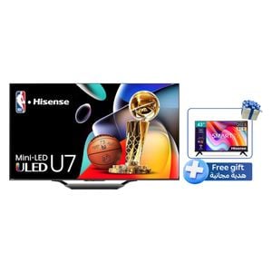 شاشة هايسنس 75-انج فئة 75U7N - سمارت - 4K - Mini-LED - 144 هيرتز + شاشة هايسنس 43-انج فئة 43A4K - سمارت - FHD - LED - إصدار 2023 - 60 هيرتز