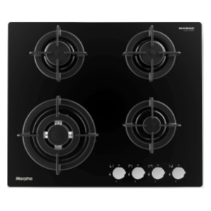 Morpho CB640GCB(BG) - 4 Burners - Built-In Gas Cooker - Glass Black