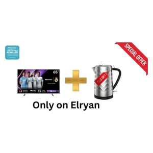  شاشة هايسنس 65 -انج فئة 65Q6GN - سمارت - 4K - 60 هيرتز + غلاية هايسنس - سعة 1.7 لتر - فلتر قابل للإزالة - H17KSSS2 - سلفر 