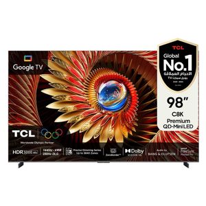 شاشة تي سي ال 98-انج فئة C8K - سمارت - 4K - Mini LED - إصدار 2025 - 144 هيرتز + تي سي ال تاب 10L + سماعات تي سي ال - TP200K - اسود