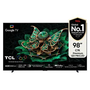 شاشة تي سي ال 98-انج فئة C7K - سمارت - 4K - QD-Mini LED - إصدار 2025 - 144 هيرتز + تي سي ال تاب 10L + سماعات تي سي ال - TP200K - اسود