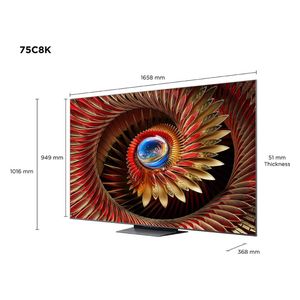 شاشة تي سي ال 75-انج فئة C8K - سمارت - 4K - Mini LED - إصدار 2025 - 144 هيرتز + تي سي ال تاب 10L + سماعات تي سي ال - TP200K - اسود