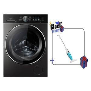 غسالة ميديا فتحة امامية - 10 كغم - MF210W100WB/T - فضي + مكنسة محمولة ميديا - 600 واط - SC861 - أبيض