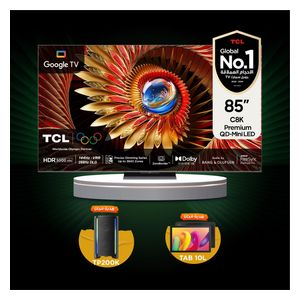 TCL 85-Inch C8K Series - Smart - 4K - Mini LED - 144Hz - 2025 Model + TCL Tab 10L - Black + TCL TP200K - Speaker - Black