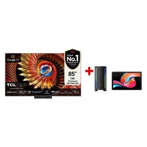  شاشة تي سي ال 85-انج فئة C8K - سمارت - 4K - Mini LED - إصدار 2025 - 144 هيرتز + تي سي ال تاب 10L + سماعات تي سي ال - TP200K - اسود 