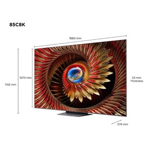 شاشة تي سي ال 85-انج فئة C8K - سمارت - 4K - Mini LED - إصدار 2025 - 144 هيرتز + تي سي ال تاب 10L + سماعات تي سي ال - TP200K - اسود