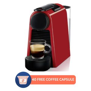  Nespresso NS15037 - Coffee Maker - Red + 40 كبسولة قهوة مجانية 