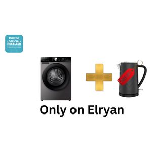 غسالة هايسنس فتحة امامية - 10.5 كغم - 1400 دورة بالدقيقة - WF3S1043BT - رمادي + غلاية هايسنس - سعة 1.7 لتر - فلتر قابل للإزالة - H17KBKS2 - أسود