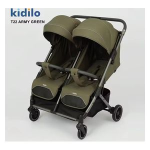  Kidilo T22 Double Stroller - Side-by-Side - Army Green 