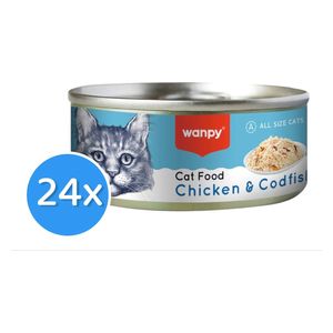  وانبي طعام قطط بالدجاج وسمك القد - 24 قطعة 