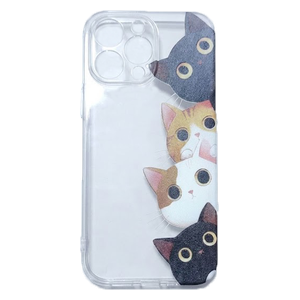  Cat Pattern Case for iPhone 16 Pro Max - Transparent 
