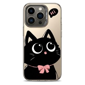 Socool iPhone 16 Pro Max Case Black Cat Design - Gold 