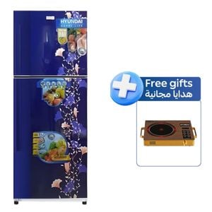  ثلاجة هيونداي بابين - 24 قدم - HBM-2400 - أزرق + طباخ كهربائي هيونداي - مشعل واحد - HBM-C1 - خشبي 