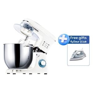  عجانة هيونداي - 10 لتر - 6 سرعات - 1100 واط - HBM-213 - ابيض + مكواة هيونداي بخارية - HBM-605 - ابيض 