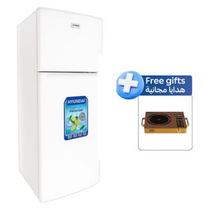 ثلاجة هيونداي بابين - 10 قدم - HBM-1000 - أبيض + طباخ كهربائي هيونداي - مشعل واحد - HBM-C1 - خشبي 