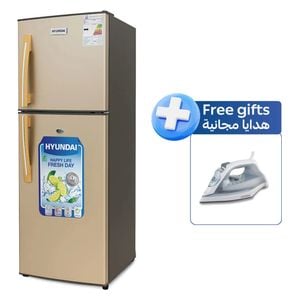  ثلاجة هيونداي بابين - 8 قدم - HBM-800 - ذهبي + مكواة هيونداي بخارية - HBM-605 - ابيض 