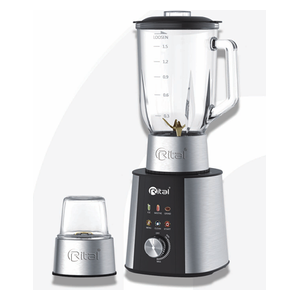  خلاط ريتال RTB-813 - بقدرة 1200 واط - 6 شفرات تيتانيوم - وعاء زجاجي سعة 1.5 لتر - سلفر 