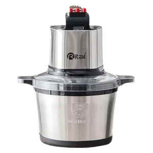  مفرمة ريتال RT-1001 - بقدرة 1000 واط - 6 لتر - هيكل سميك من الفولاذ المقاوم للصدأ ومقاوم للصدأ والصدمات - سلفر 