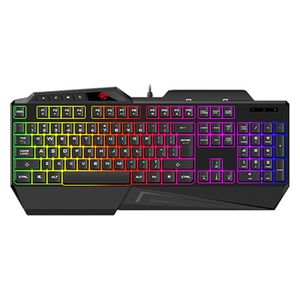 كيبورد هافيت KB488L متعدد الوظائف بإضاءة خلفية - اتصال يو اس بي سلكي لأداء مستقر - تقنية منع التداخل لإدخال دقيق للمفاتيح - أسود